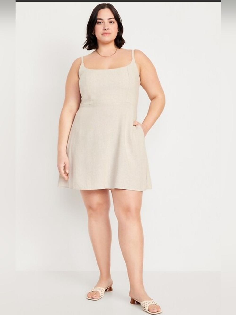 Old Navy Fit & Flare Linen-Blend Mini Dress NWT XXL Boho Coastal‎ Festival
